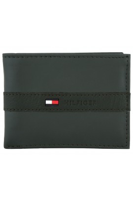 Tommy Hilfiger Men's Leather Ranger Passcase Billfold Wallet - Olive